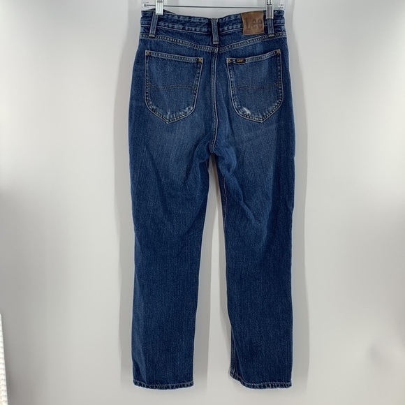 LEE VINTAGE MODERN HIGH RISE STRAIGHT LEG ANKLE JEANS DESTROYED 28 MEDIUM - Picture 6 of 9